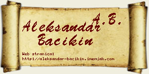 Aleksandar Bačikin vizit kartica